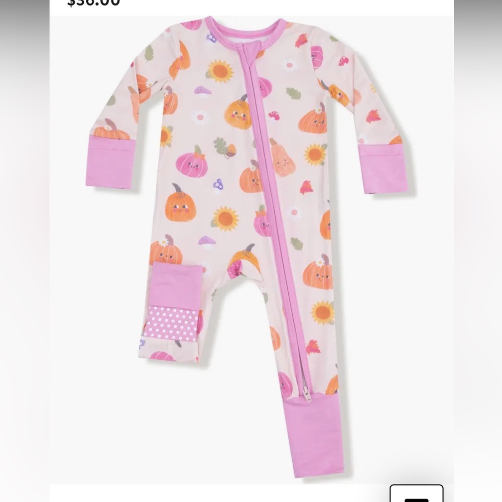 Angel Dear - Autumn Pumpkins Print Convertible Zip Romper